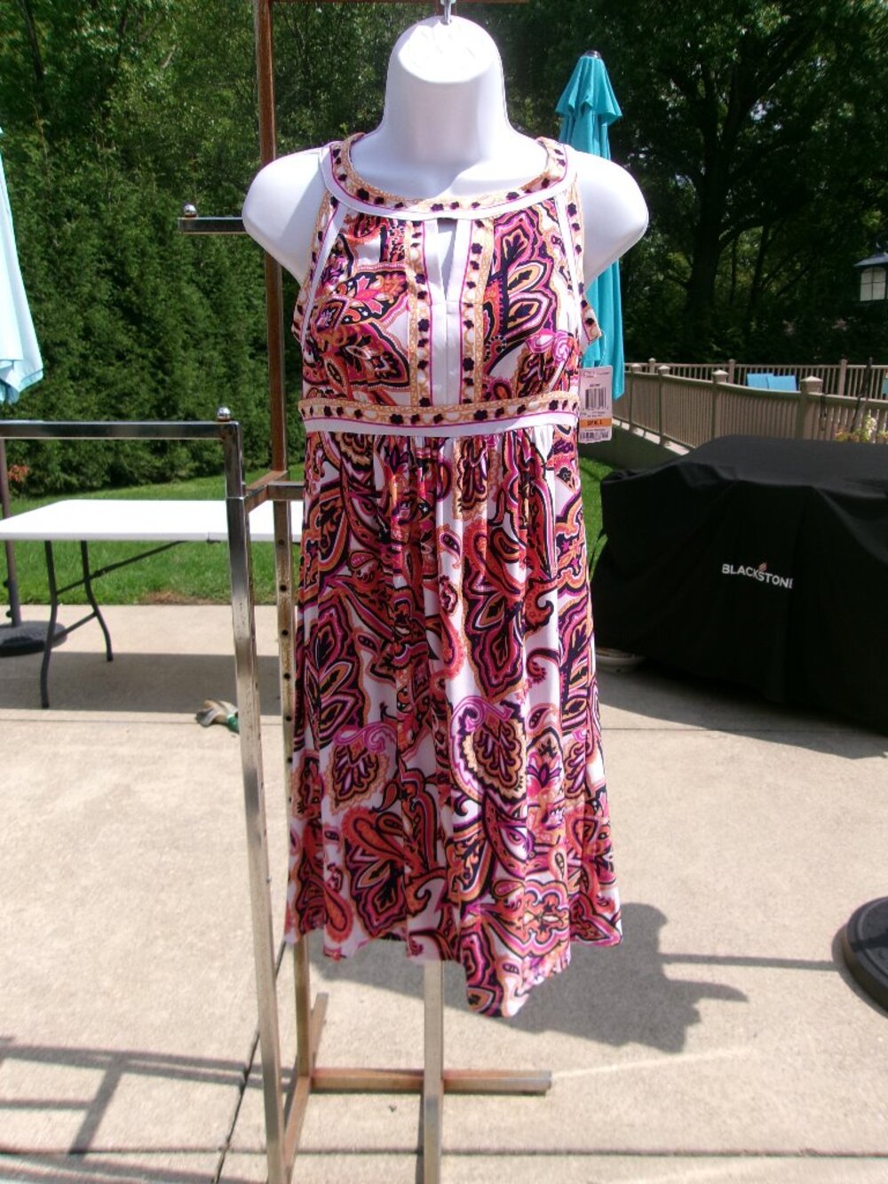 NWT INC PINK ORANGE PASILEY FLORAL SUNDRESS S